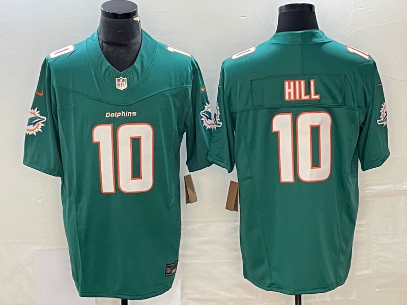Men Miami Dolphins #10 Hill Green 2023 Nike Vapor Limited NFL Jersey style 1